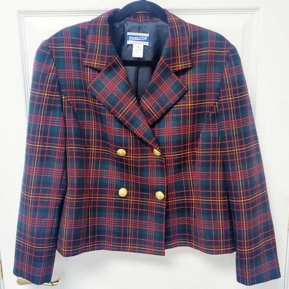 Vintage Pendleton 100% Wool Petite Plaid Blazer - Picture 4 of 9